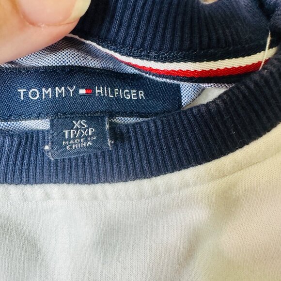 Tommy Hilfiger Colorblock Sweatshirt XS Cotton/Polyester White Red Navy - Picture 2 of 8